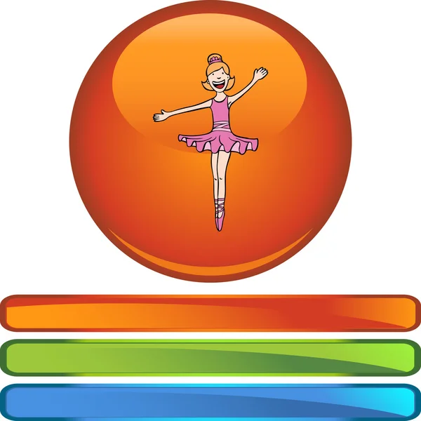 Ballerina Girl web icon — Stock Vector