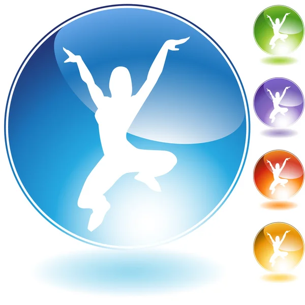 Leaping Dancer Crystal Icon — Stock Vector