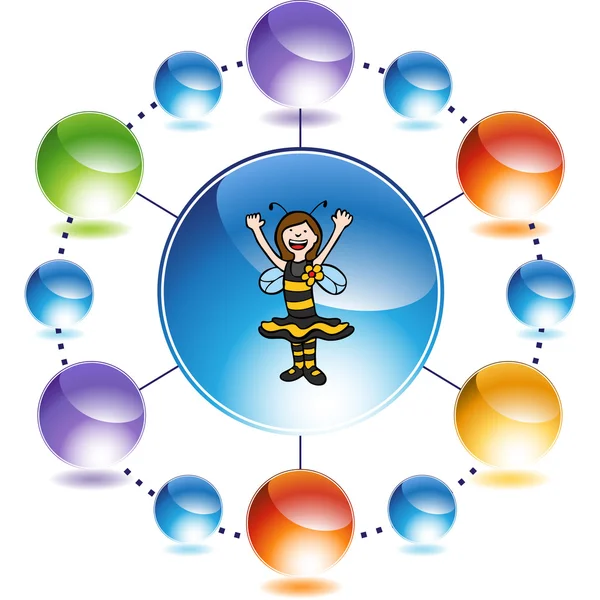 Biene Mädchen Web-Ikone — Stockvektor