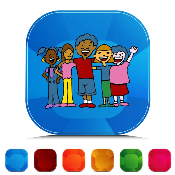 Crianças Diversidade Conjunto de botões Gemstone — Vetor de Stock