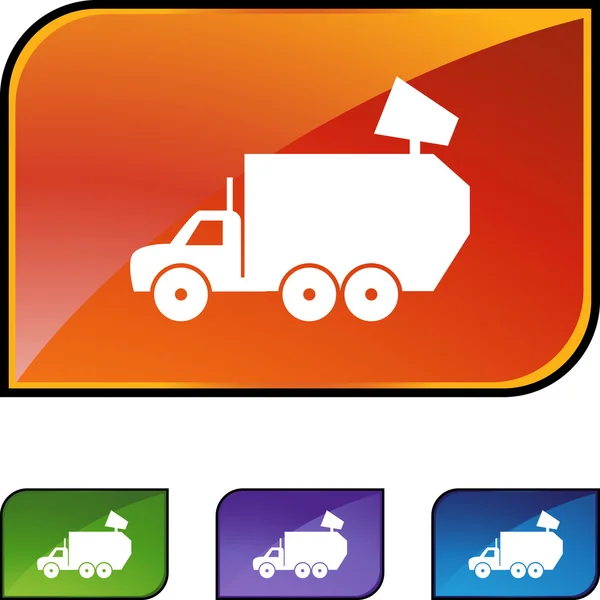 Garbage truck web button — Stock Vector