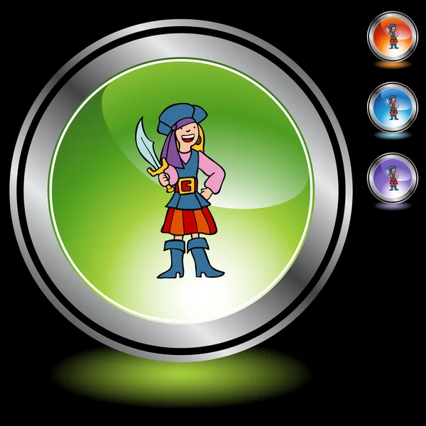 Pirate Girl button — Stock Vector