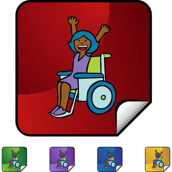 Bouton fille handicapée — Image vectorielle