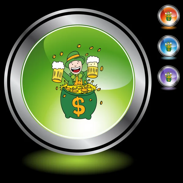 Leprechaun with gold icon — Stock Vector