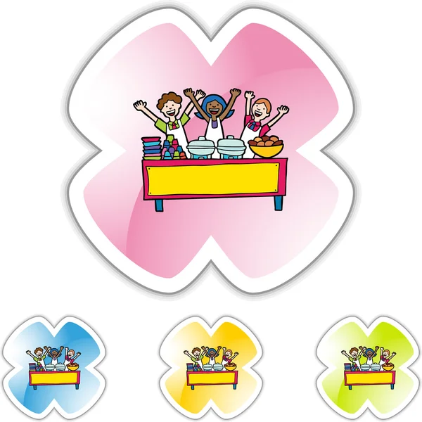 Kids in Buffet web icon — Stock Vector