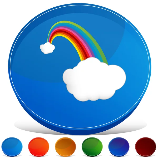 Lucky Rainbow Clouds Gemstone Button Set — Stock Vector