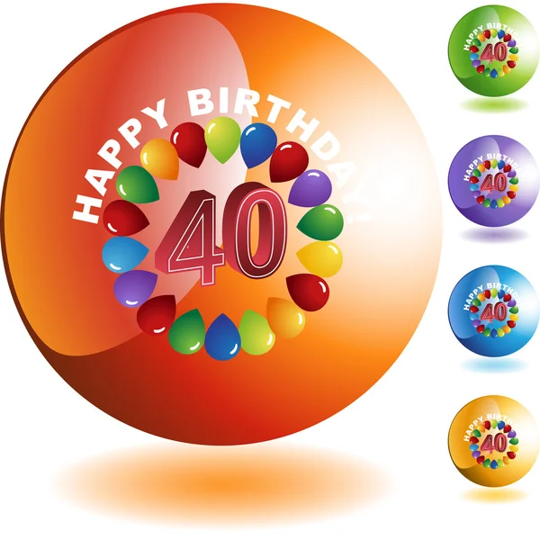 Feliz Cumpleaños Cuarenta icono web — Vector de stock