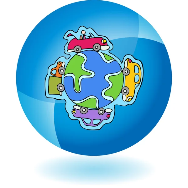 Coche Globe icono web — Vector de stock