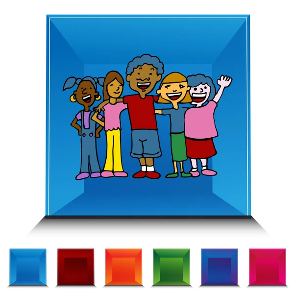 Dzieci różnorodności Gemstone przycisk Set — Wektor stockowy