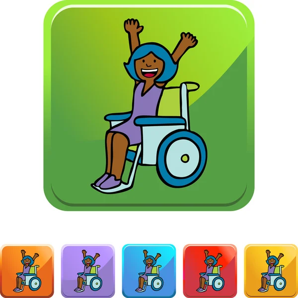 残疾的女孩按钮 — 图库矢量图片