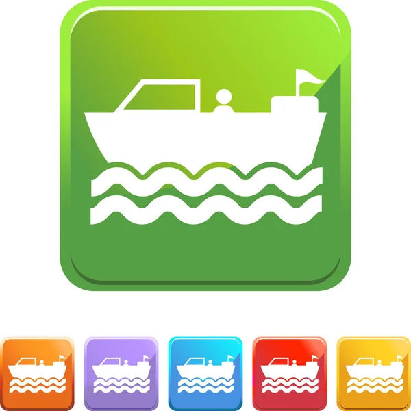 Motor Boat  web button — Stock Vector