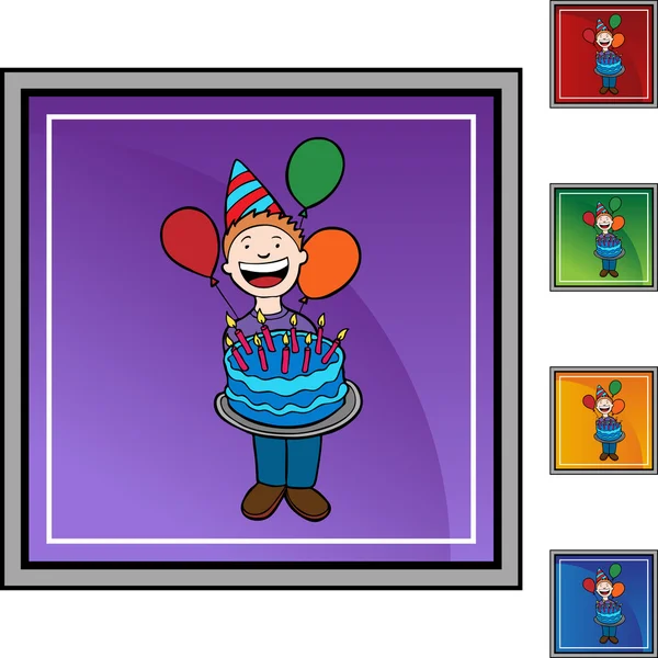 ケーキと誕生日の男の子 — ストックベクタ