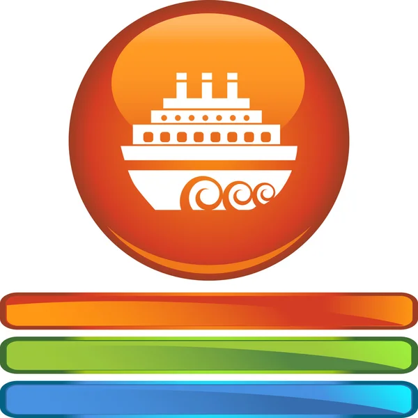 Crucero botón web del barco — Vector de stock
