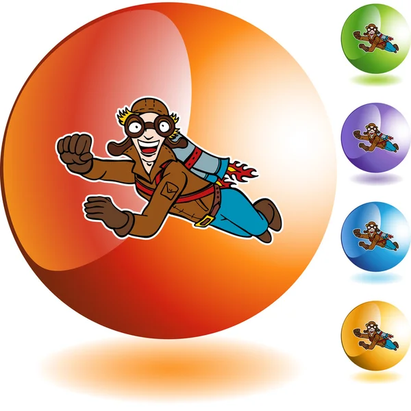 Flying Man botón de icono — Archivo Imágenes Vectoriales
