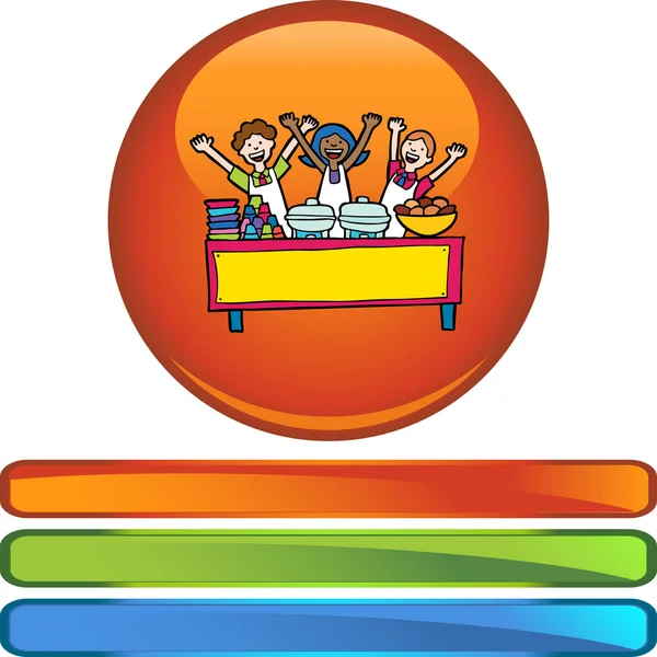 Kids in Buffet web icon — Stock Vector
