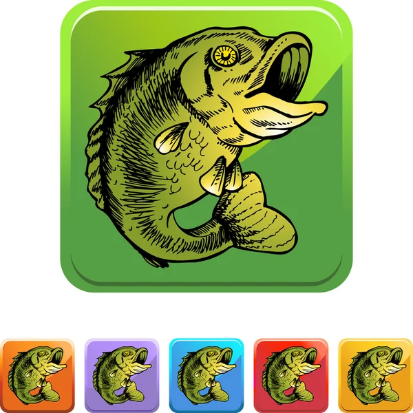 Big Mouthed Bass icono web — Vector de stock