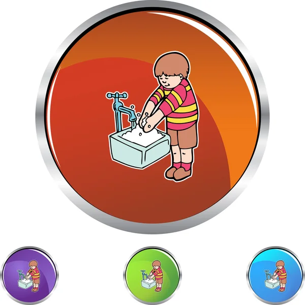 Boy Washing Hands — Stock Vector