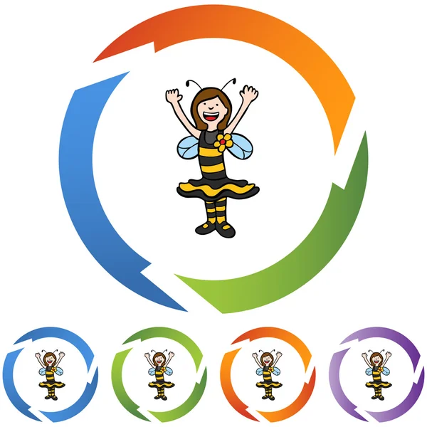 Bee Girl web icon — Stock Vector