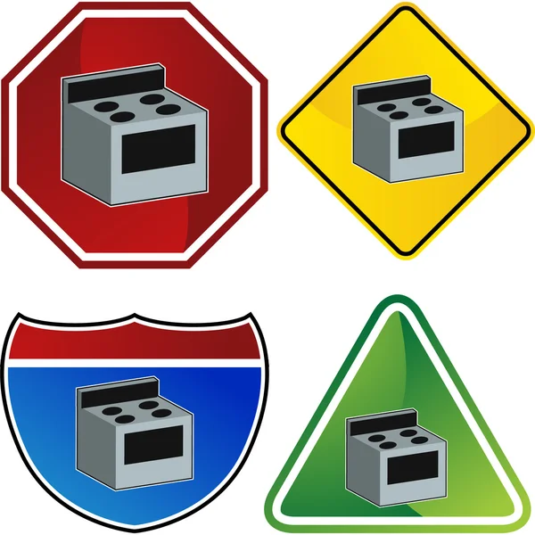 Estufa icono botón — Vector de stock