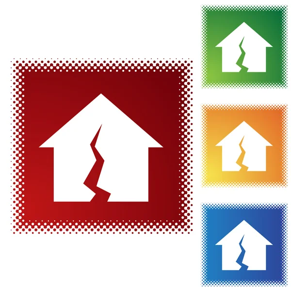 Ikona webové poškozených domů — Stockový vektor