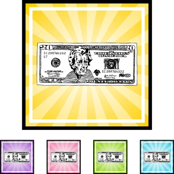 Twintig dollar bill — Stockvector