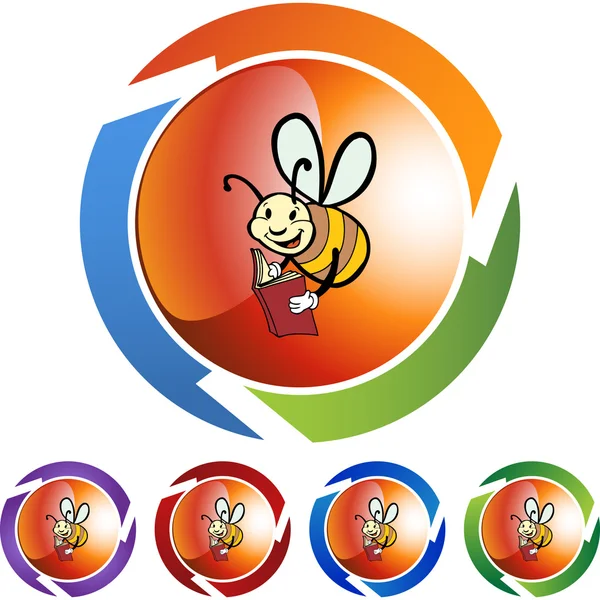 Bouton web Bee Reading — Image vectorielle