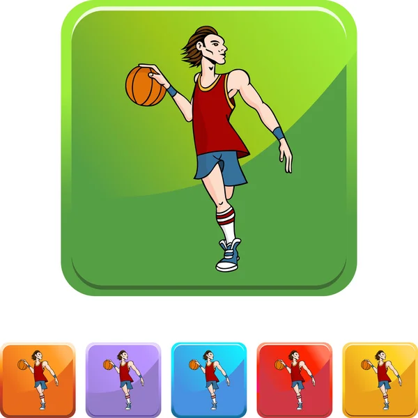 Icono jugador de baloncesto — Vector de stock