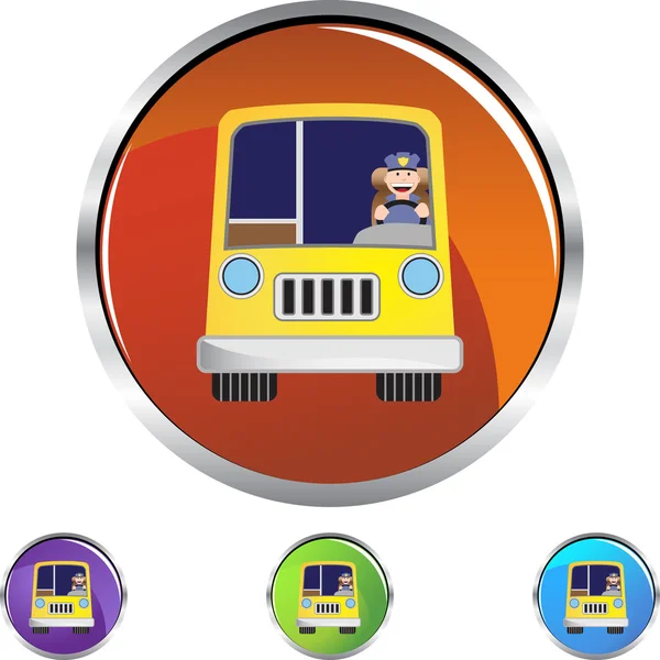 Bus Driver web button — Stock Vector