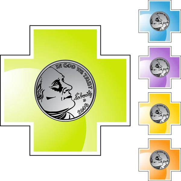 Dinero moneda botón web — Vector de stock