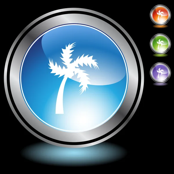 Palm tree ikonen knapp — Stock vektor