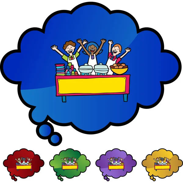 Kids in Buffet web icon — Stock Vector