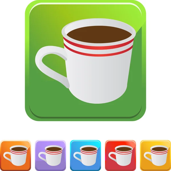 Taza de café botón web — Vector de stock