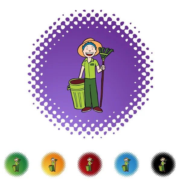 Gardener icon button — Stock Vector