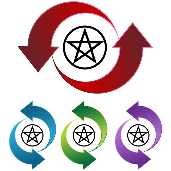 Ikona przycisku Pentagram — Wektor stockowy