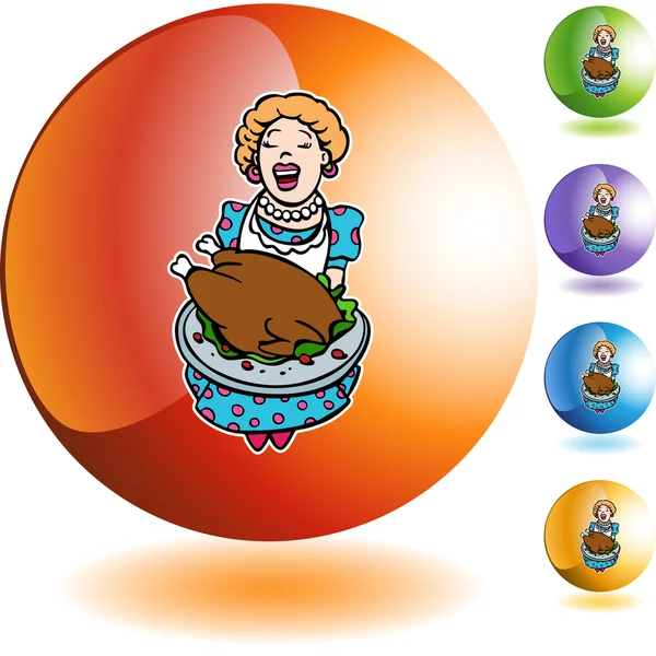 Mom Serving Turkey — Stock Vector