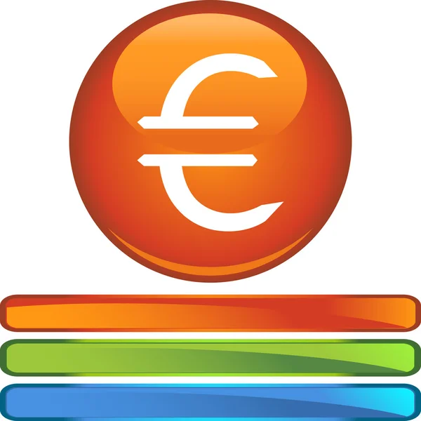 Tombol web Euros Money Sign - Stok Vektor