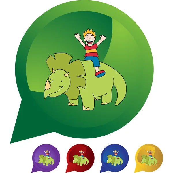 Triceratops y chico icono web — Archivo Imágenes Vectoriales