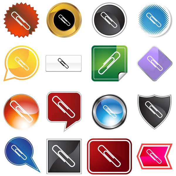 Paperclip variety icon set — Stock Vector