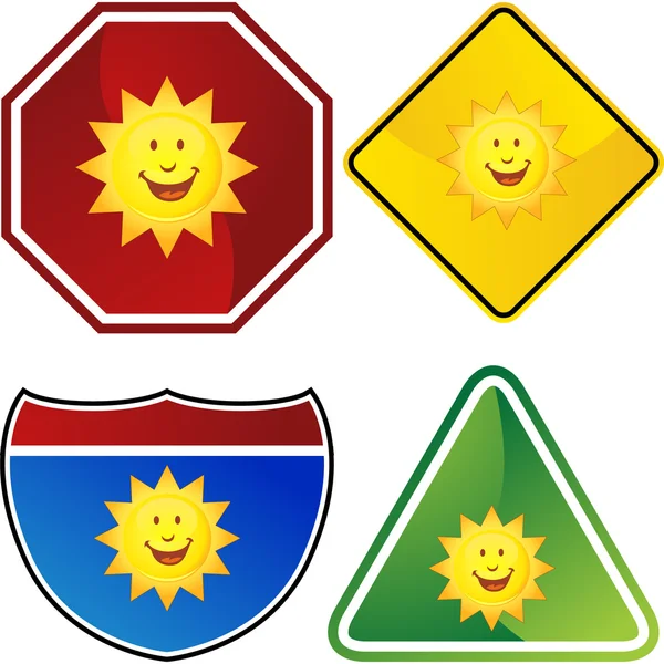 Sonriente icono web Sol — Archivo Imágenes Vectoriales