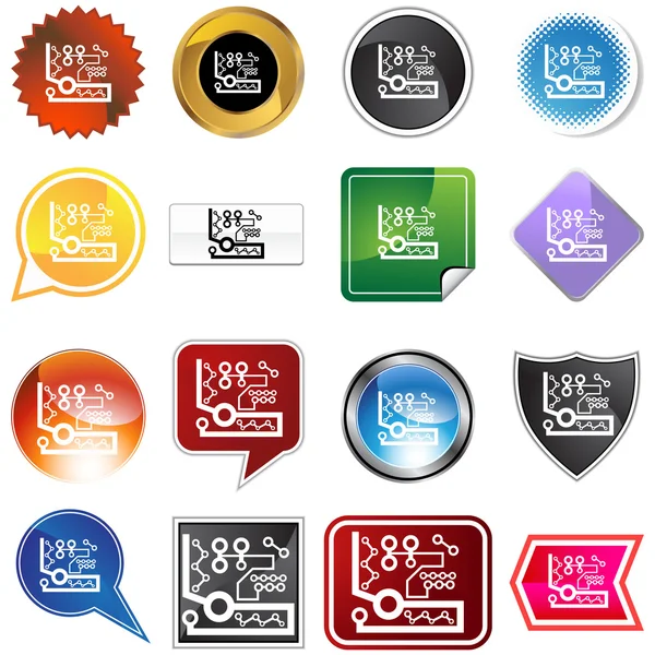 Microprocessor Icon Set — Stock Vector