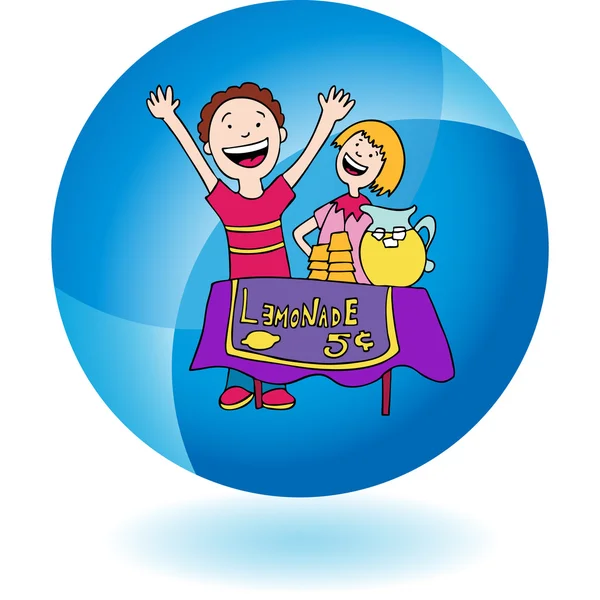 Lemonade Stand en kinderen web pictogram — Stockvector