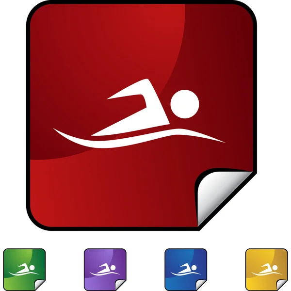 游泳运动员 web 按钮 — 图库矢量图片