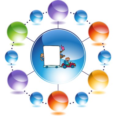 Çocuklar ve mobil işareti düğmesi