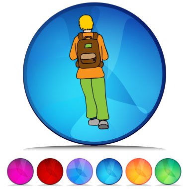 Öğrenci sırt çantası parlak düğme kümesi