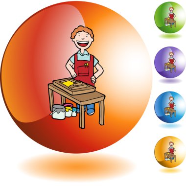 Grafiker kutsal kişilerin resmi düğme