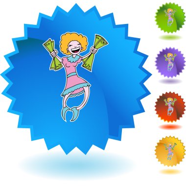 mutlu bir kadın tutarak para