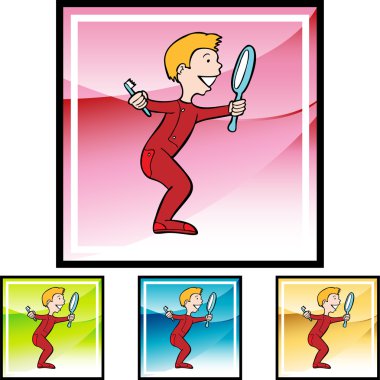 Adam dişlerini fırçalıyor.