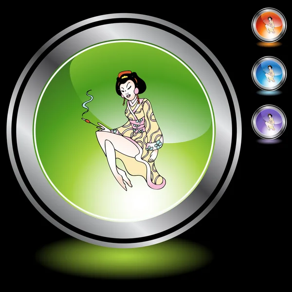 Geisha icon button — Stock Vector