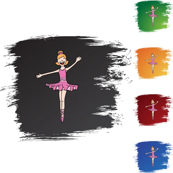 Ballerina meisje web pictogram — Stockvector