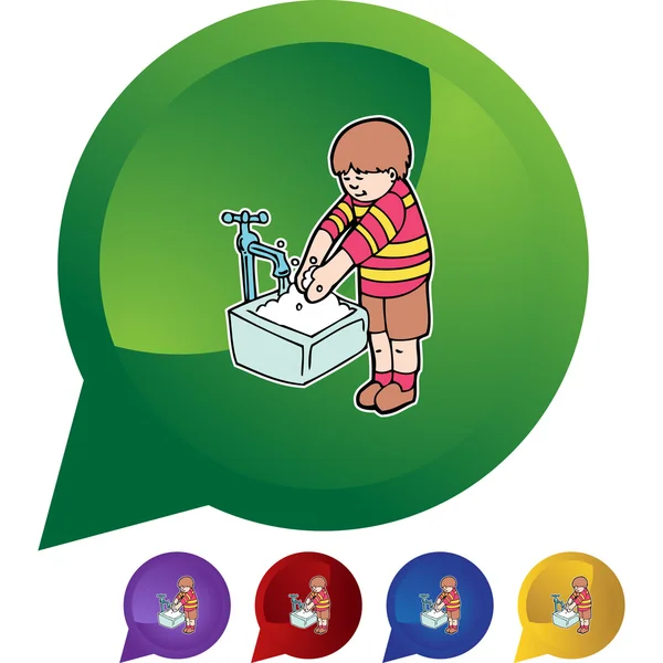 Boy Washing Hands — Stock Vector